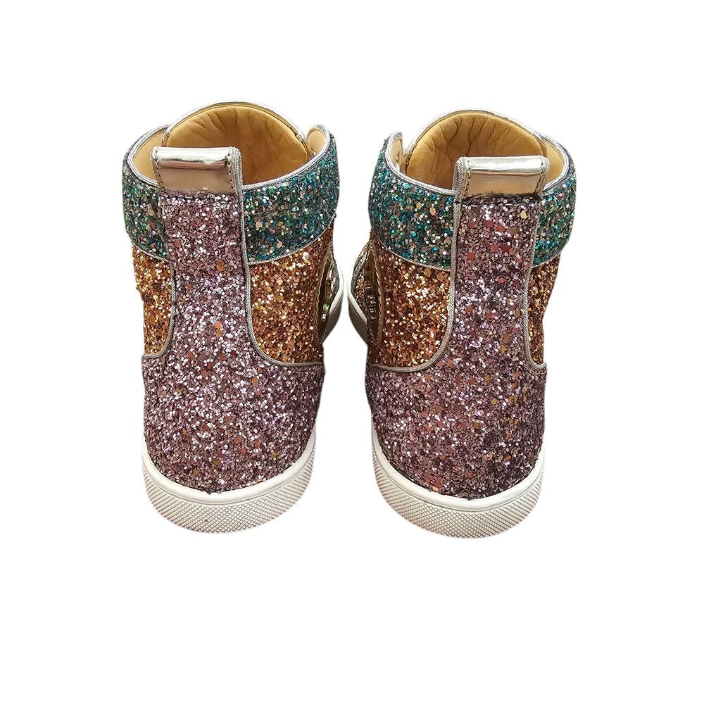 Christian Louboutin Bip Bip Orlato Size 40.5 US 10.5 Glitter High Top Sneakers - Picture 4 of 11